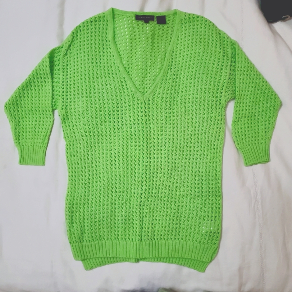 Vintage 100% Cotton Lime Green Sweater. Size Small - Brand Name Jeanne Pierre.